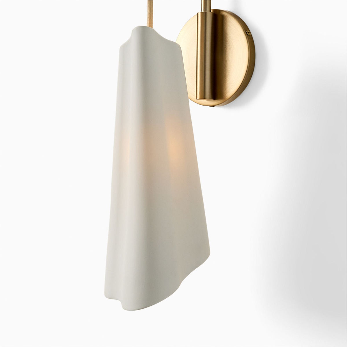 Slant Vintage Ceramic Wall Sconce with Brass Arm, 5 in / 12.7 cm