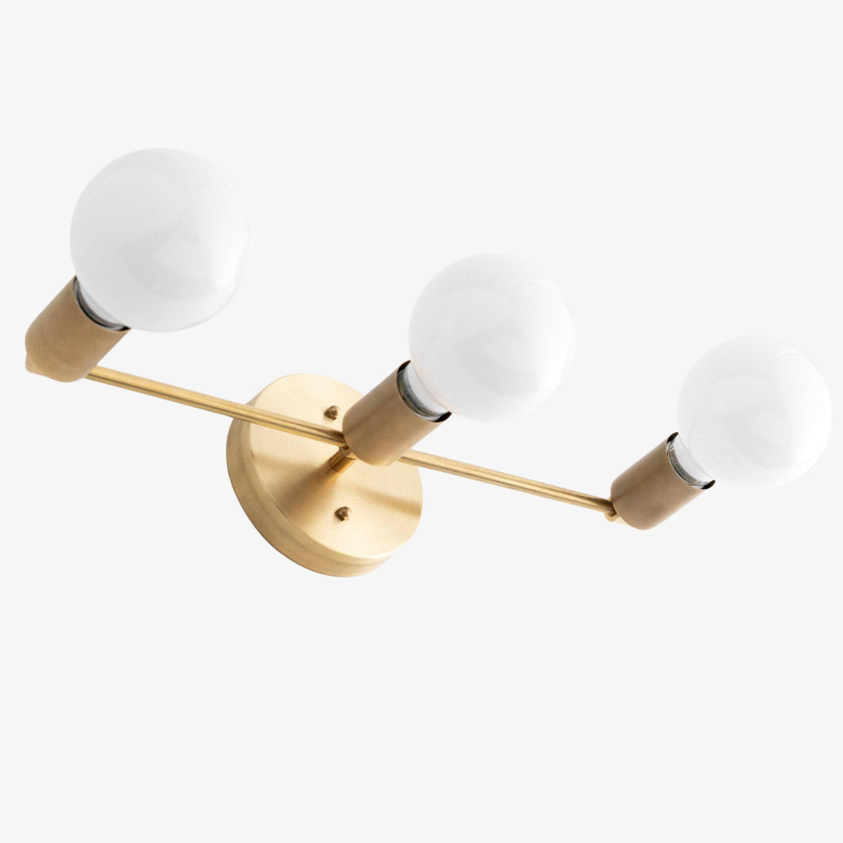 3-Light Milk Glass Globe Wall Sconce, Mid-Century 21 in / 53 cm