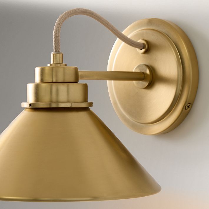 Grange Metal and Glass Wall Lamp, 8 in / 20 cm Shade