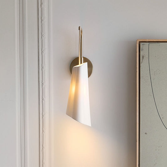 
Slant Vintage Ceramic Wall Sconce with Brass Arm, 5 in / 12.7 cm