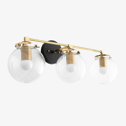 Clear Glass 3-Light Wall Sconce for Bathroom Vanity, 24 in Wide