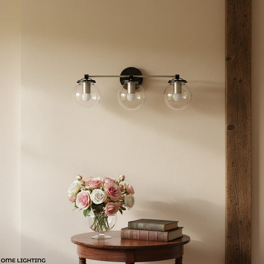
Clear Glass 3-Light Wall Sconce for Bathroom Vanity, 24 in Wide