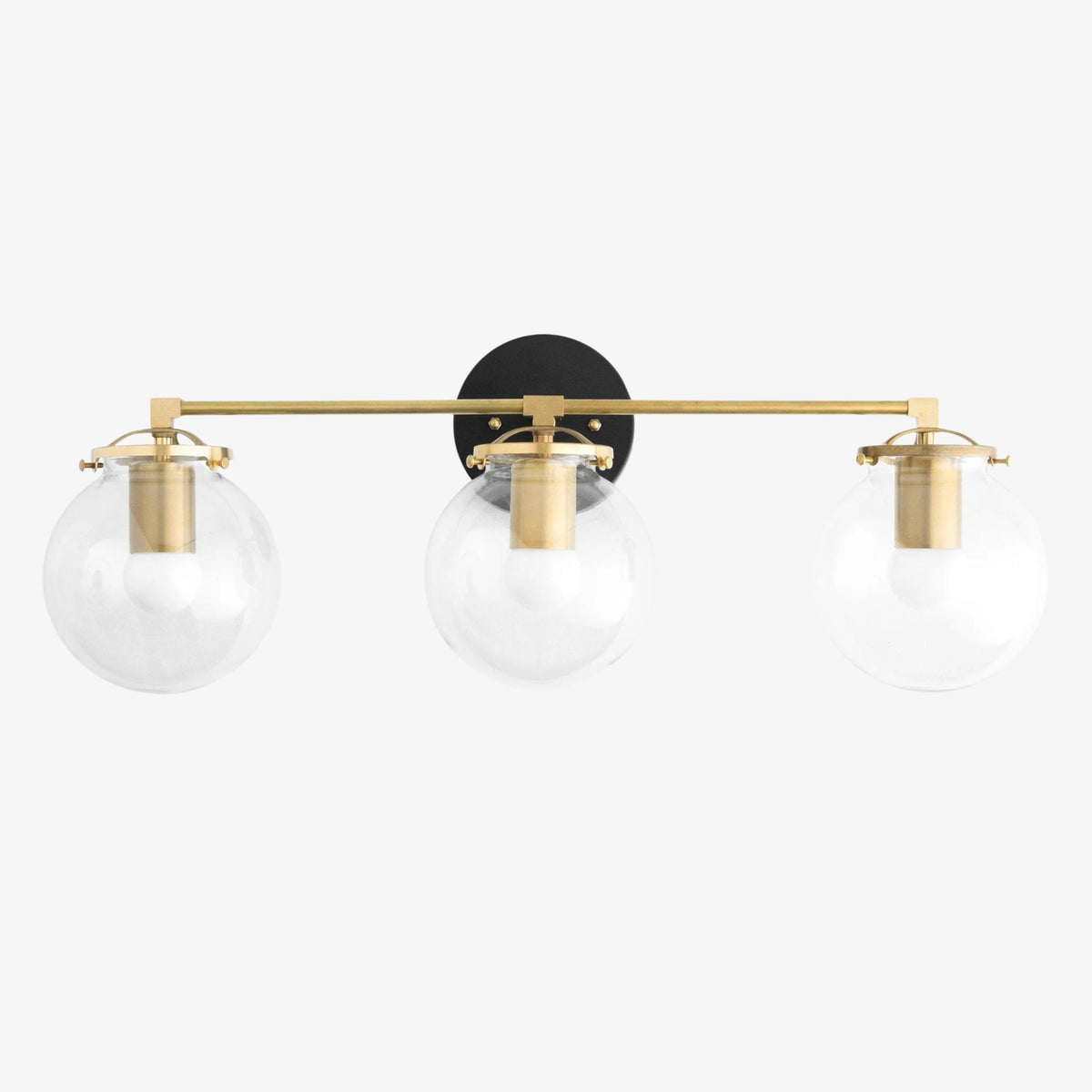 
Clear Glass 3-Light Wall Sconce for Bathroom Vanity, 24 in Wide