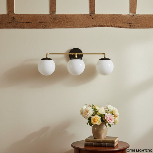
Milk Glass Globe Wall Sconce, 2-Light or 3-Light Hallway Fixture