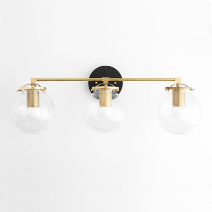 Clear Glass 3-Light Wall Sconce for Bathroom Vanity, 24 in Wide