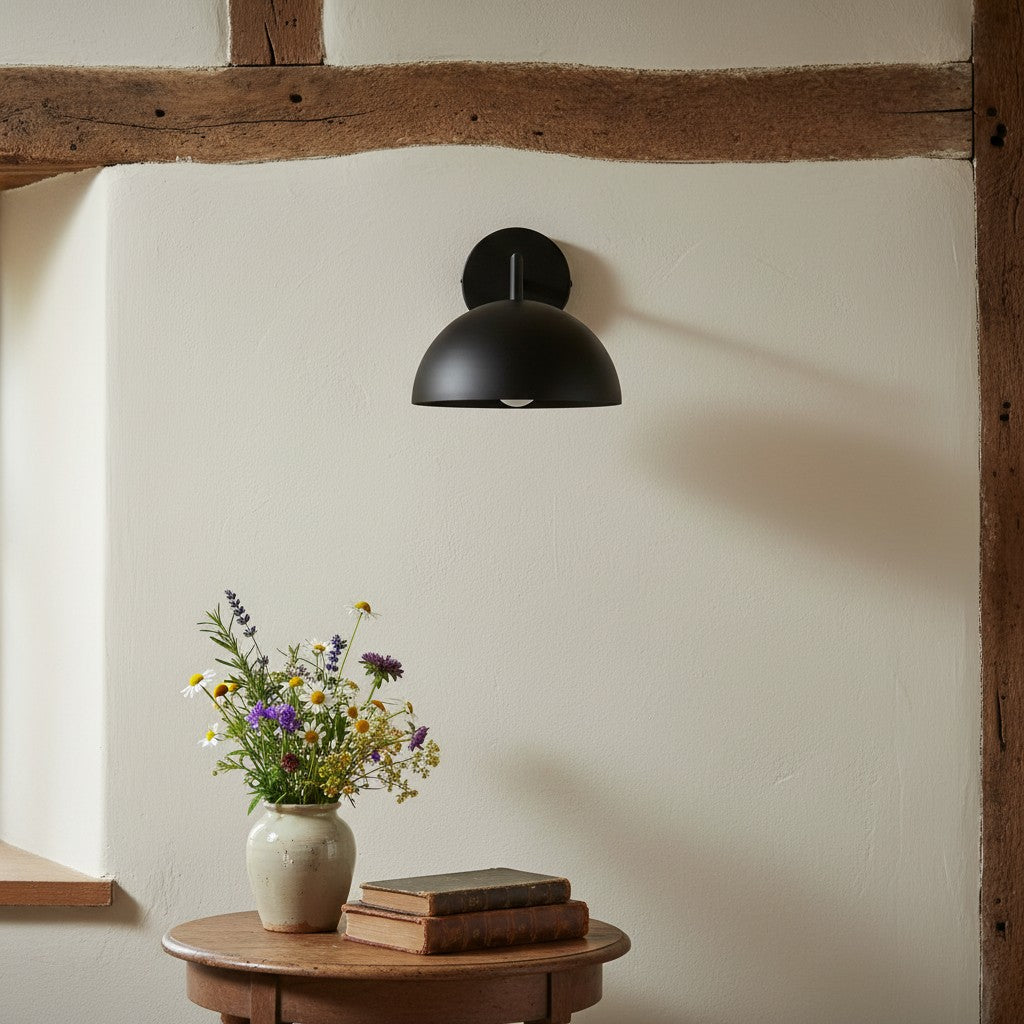 
Chroma Minimalist Metal Dome Wall Sconce, 8 in / 20.3 cm