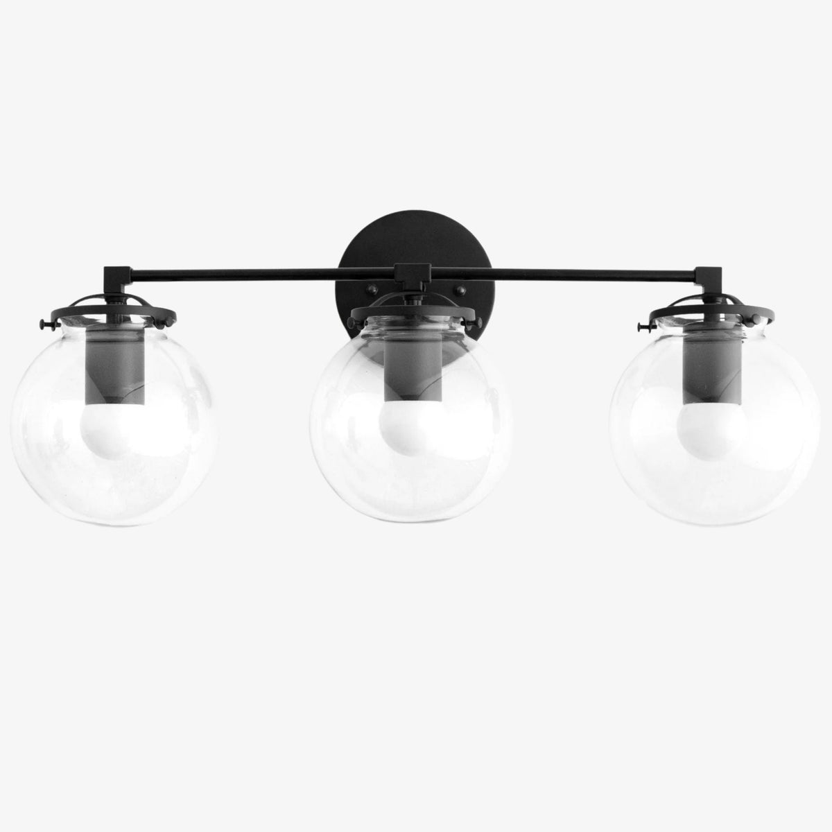 
Clear Glass 3-Light Wall Sconce for Bathroom Vanity, 24 in Wide