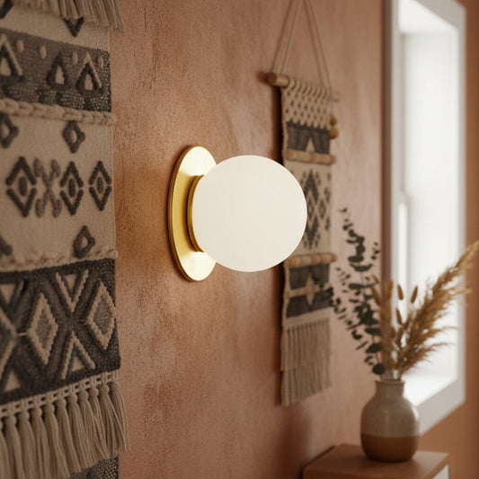 
Milk Glass Globe Wall Sconce, 6 in / 15.24 cm Single-Light Fixture