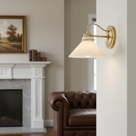 
Grange Metal and Glass Wall Lamp, 8 in / 20 cm Shade