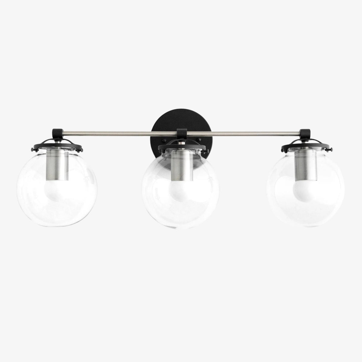 
Clear Glass 3-Light Wall Sconce for Bathroom Vanity, 24 in Wide